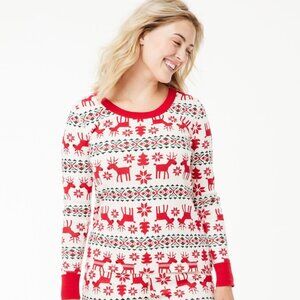 Hanna Andersson Women's Holiday Long John Pajama Top and Pant Dear Deer print XL